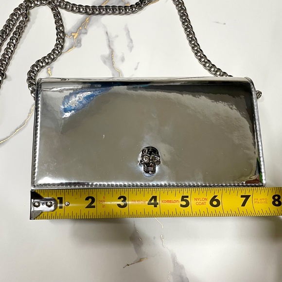 Metallic Silver Skull Shoulder Bag - Picture 15 of 16